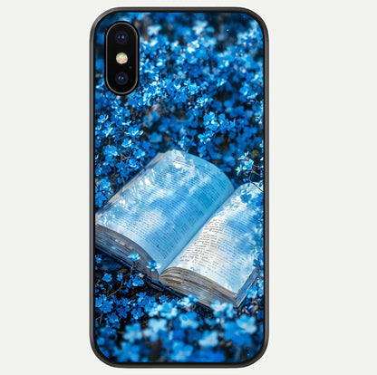 Blue Bloom Tales Glass Case For iPhone Xs by Custom World