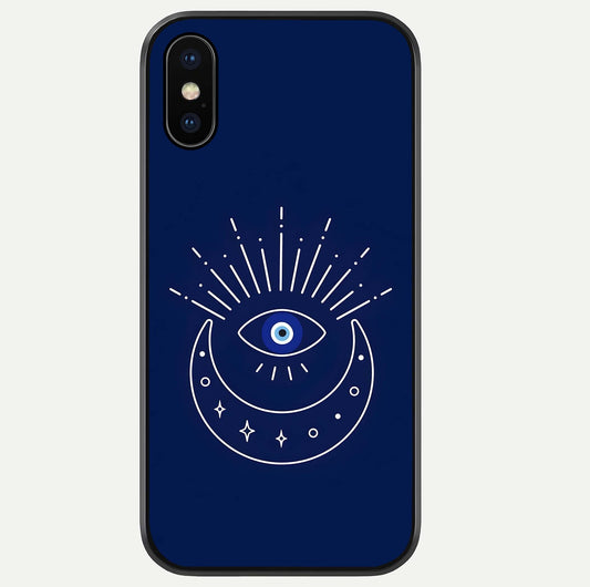 Blue Evil Eye Glass Case For iPhone Xs by Custom World
