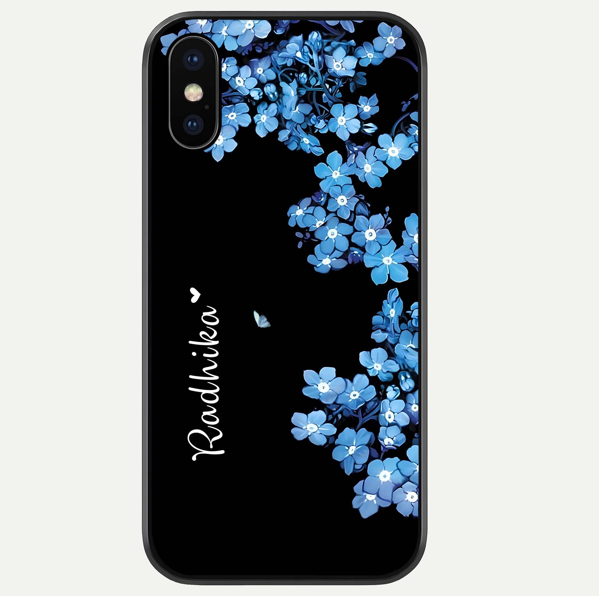 Blue Petal Dream Custom Name Glass Case For iPhone Xs by Custom World