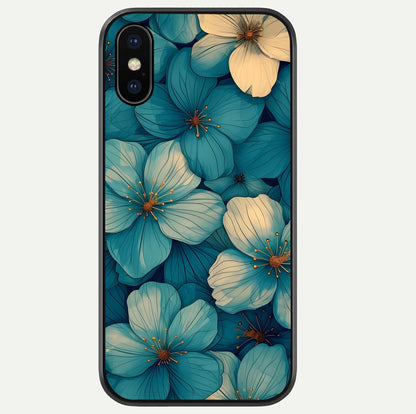 Blue Shade Floral Glass Case For iPhone Xs by Custom World