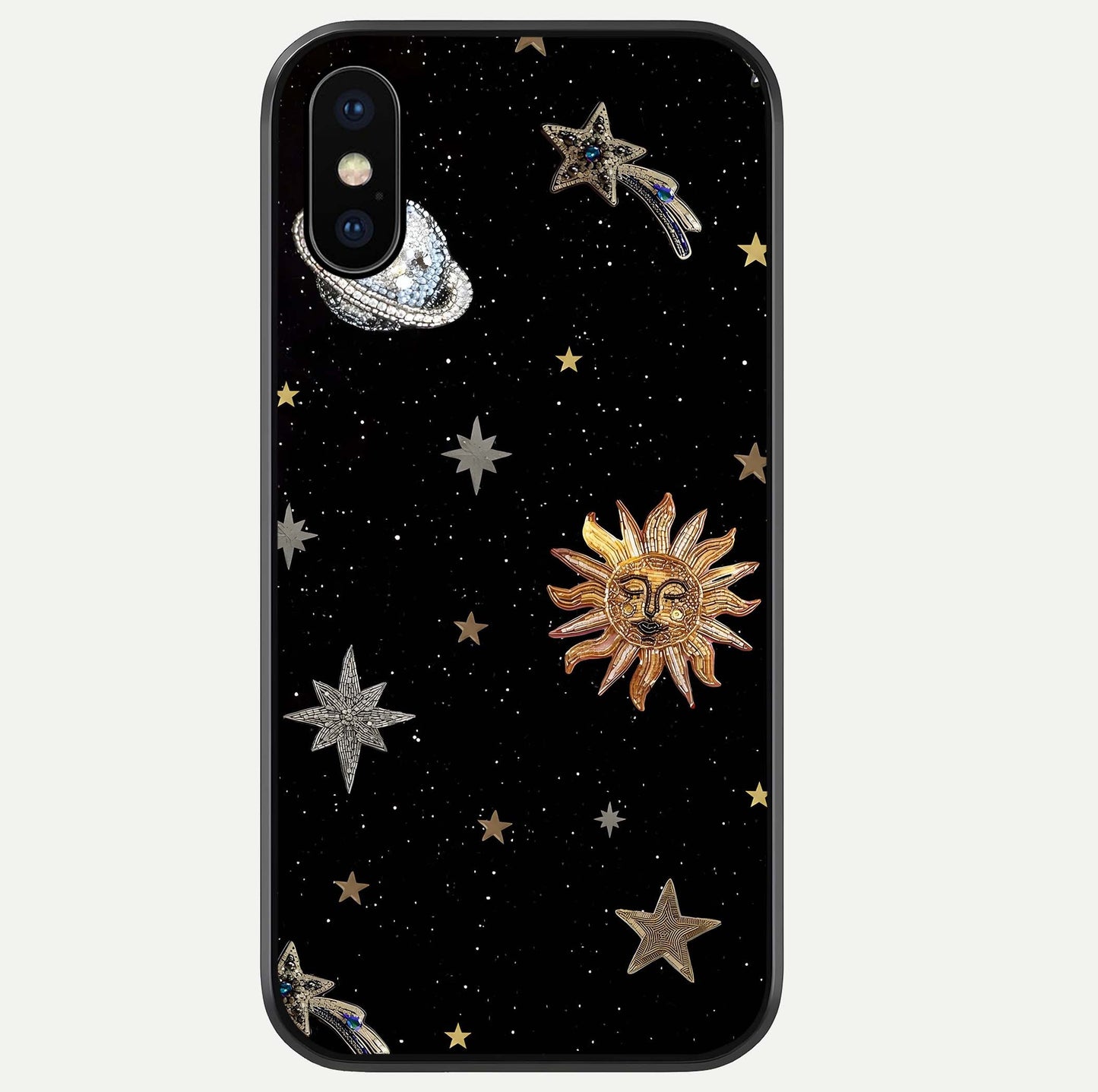 Celestial Moon With Stars Glass Case For iPhone Xs by Custom World