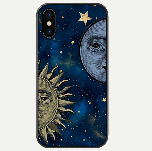 Celestial Moon With Sun Glass Case For iPhone Xs by Custom World