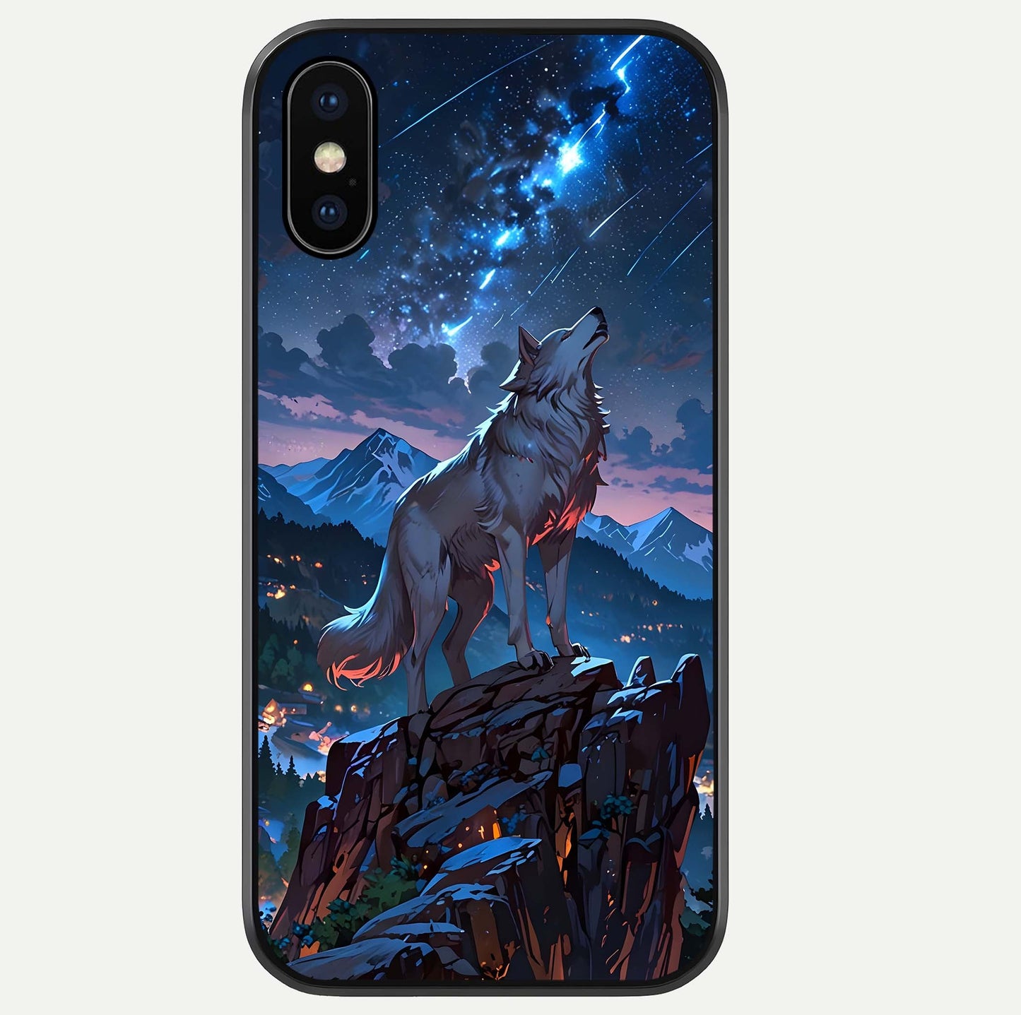Celestial Wolf Howl Glass Case For iPhone Xs by Custom World