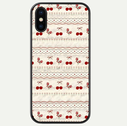 Cherry Bloom Charm Glass Case For iPhone Xs by Custom World