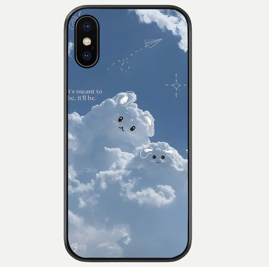 Cloud Bunny Dreams Glass Case For iPhone Xs by Custom World