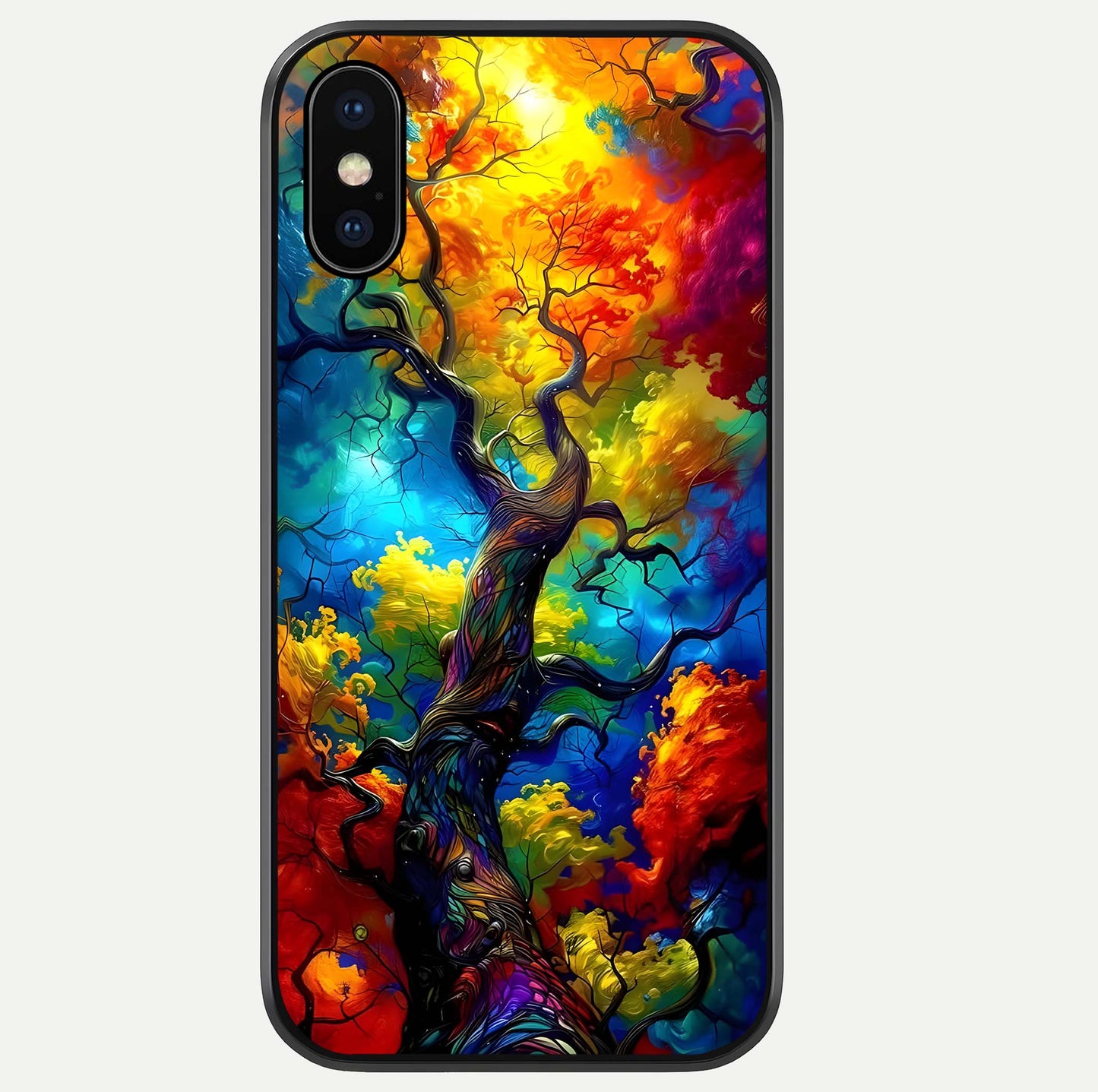 Colorful Tree Glass Case For iPhone Xs by Custom World