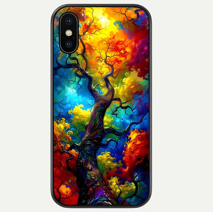 Colorful Tree Glass Case For iPhone Xs by Custom World