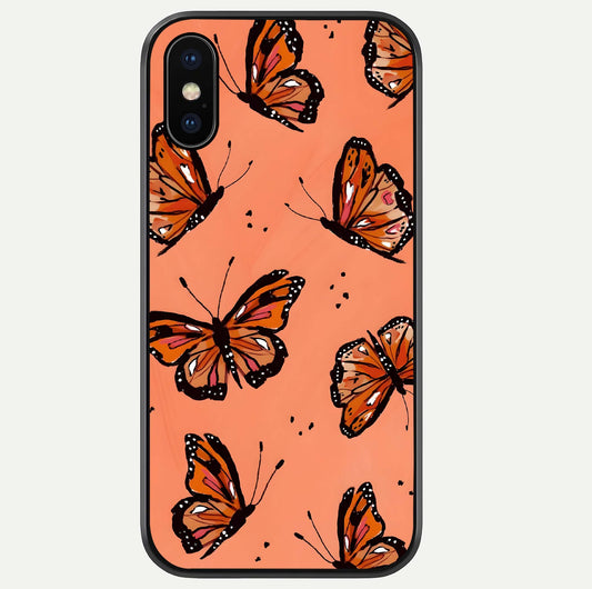 Coral Wing Butterfly Glass Case For iPhone Xs by Custom World