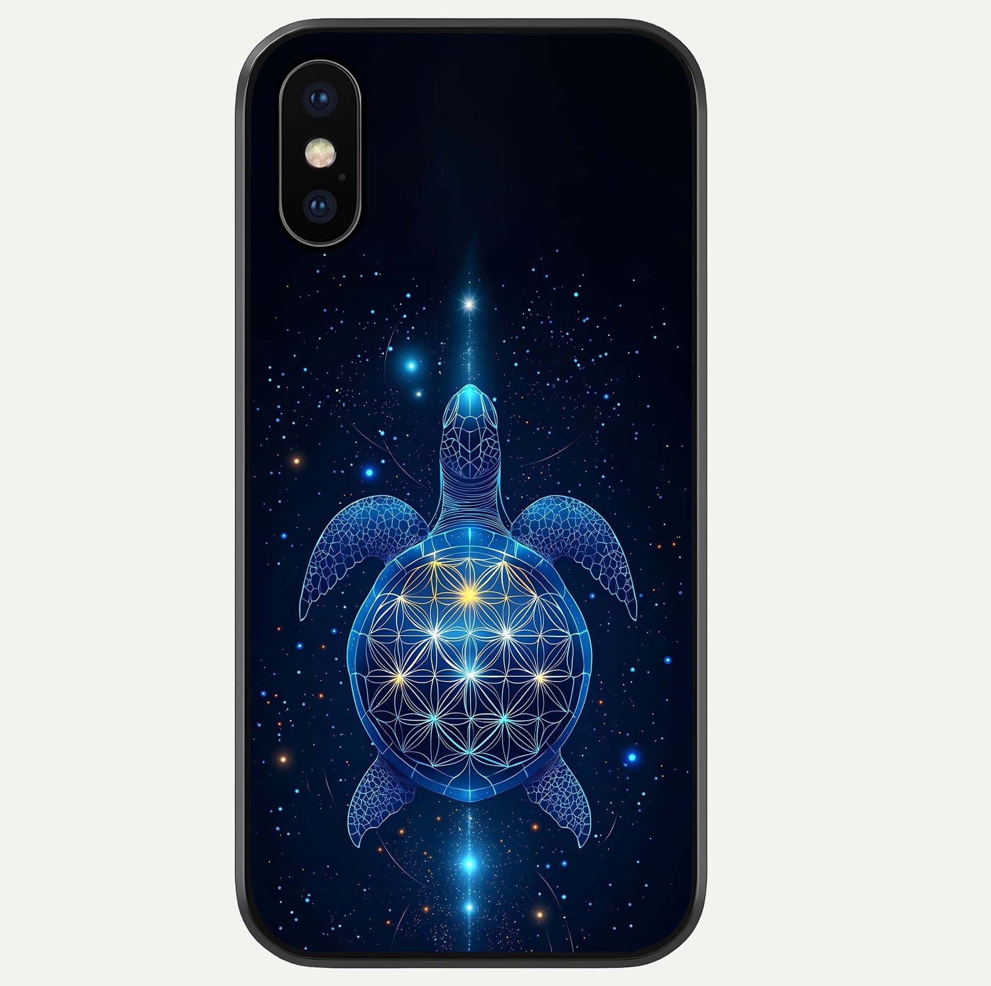 Crimson Blue Turtle Glass Case For iPhone Xs by Custom World