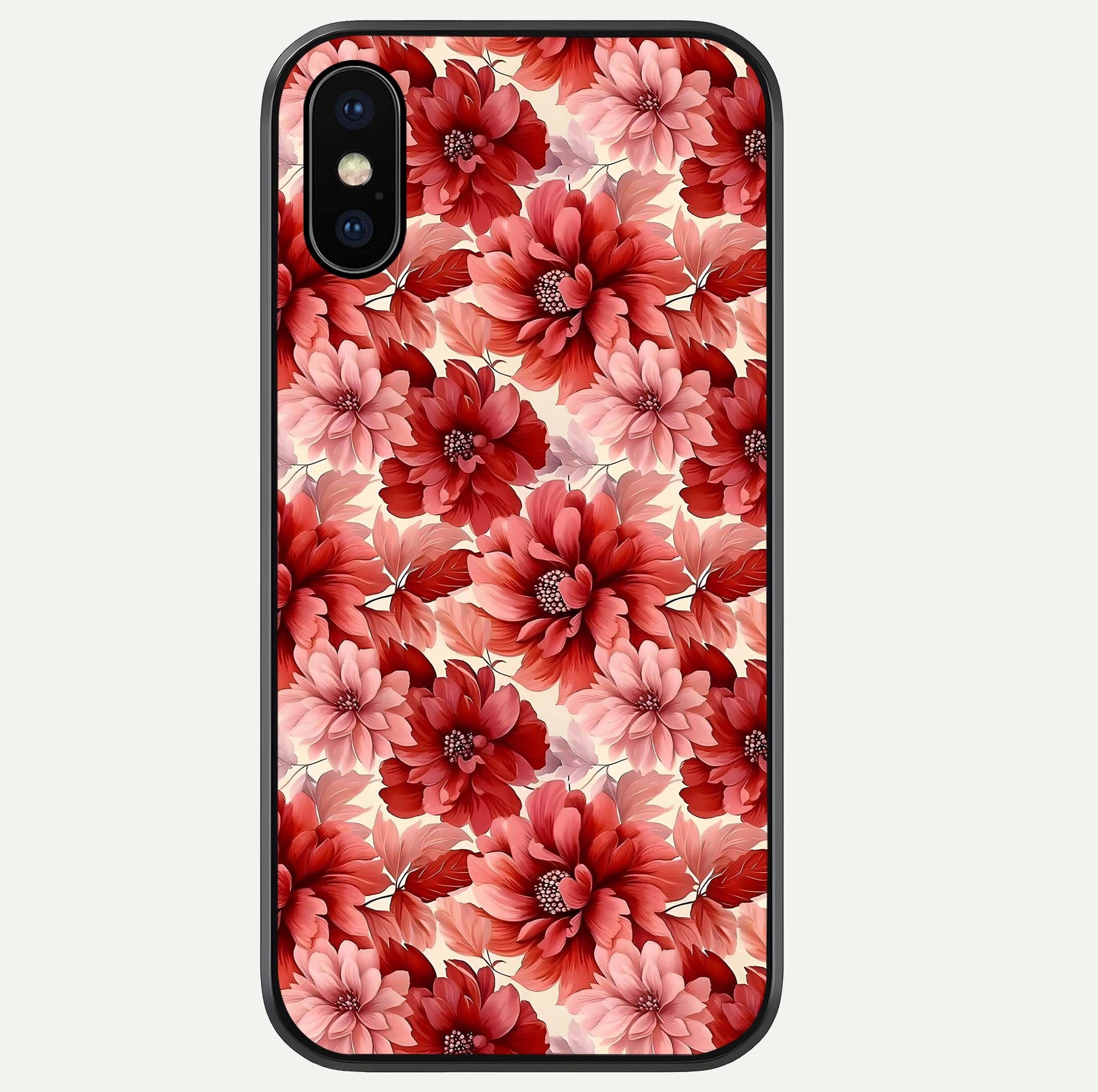 Crimson Love Petals Glass Case For iPhone Xs by Custom World