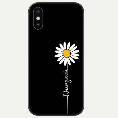 Custom Name White Flower Glass Case For iPhone Xs by Custom World