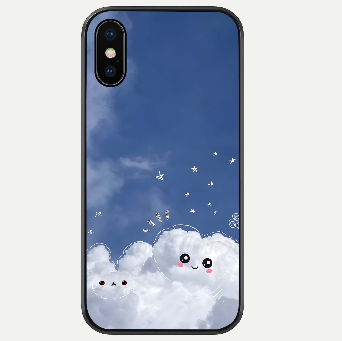 Cute Blossom Cloud Glass Case For iPhone Xs by Custom World