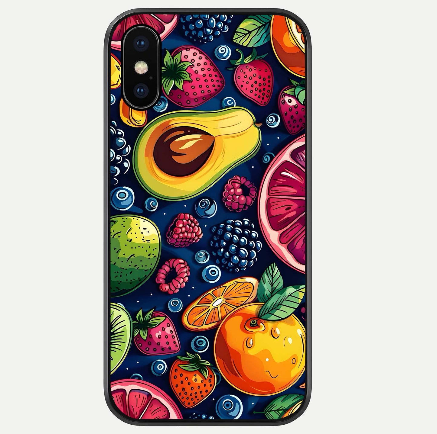 Cute Fruits Art Glass Case For iPhone Xs by Custom World