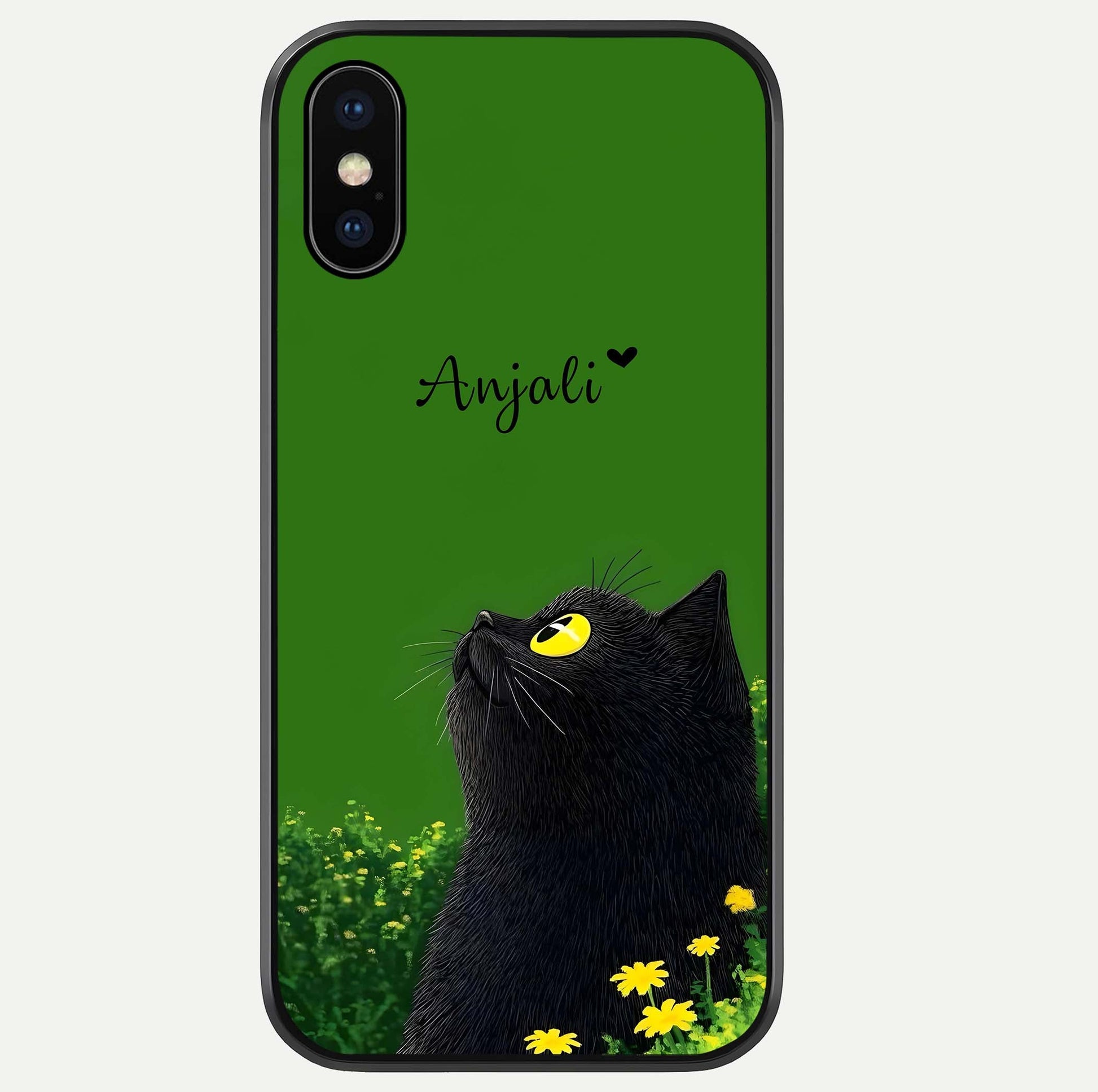 Emerald Cat Custom Name Glass Case For iPhone Xs by Custom World