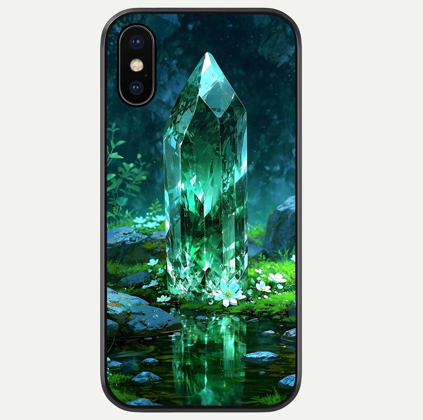 Emerald Light Crystal Glass Case For iPhone Xs by Custom World