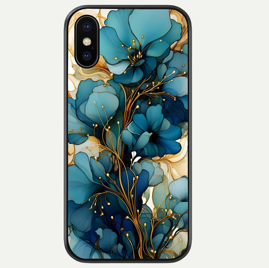 Golden Bloom Symphony Glass Case For iPhone Xs by Custom World