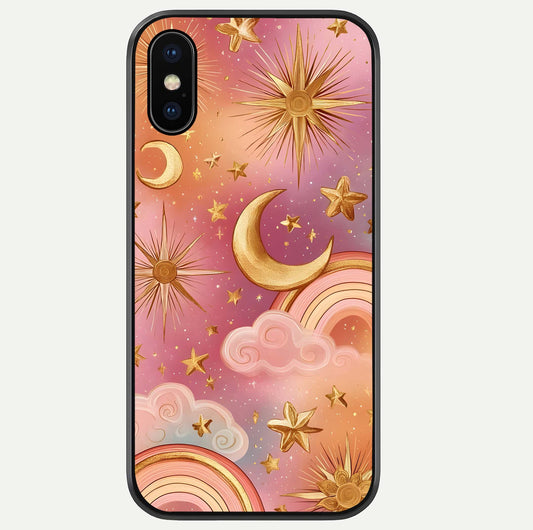 Golden Celestial Dreams Glass Case For iPhone Xs by Custom World