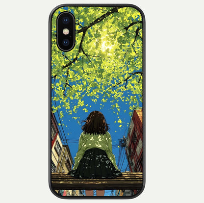 Golden Leaves Glow Glass Case For iPhone Xs by Custom World