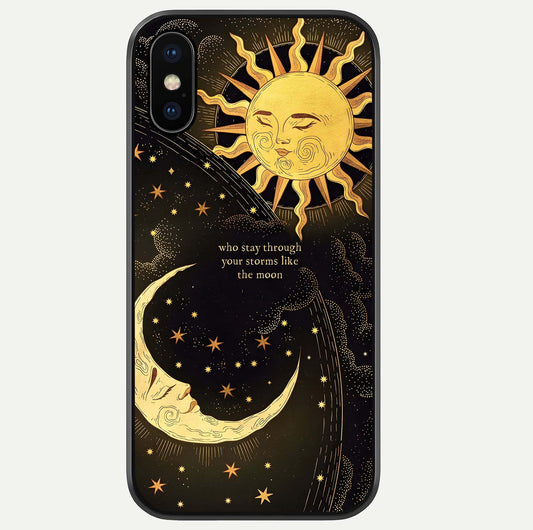 Golden Lunar Love Glass Case For iPhone Xs by Custom World