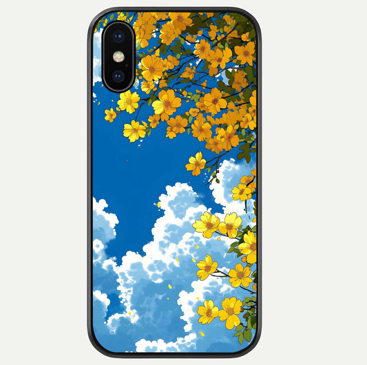 Golden Petal Sky Glass Case For iPhone Xs by Custom World