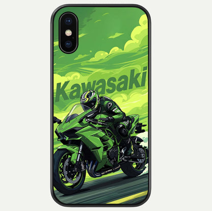 Green Kawasaki Glass Case For iPhone Xs by Custom World