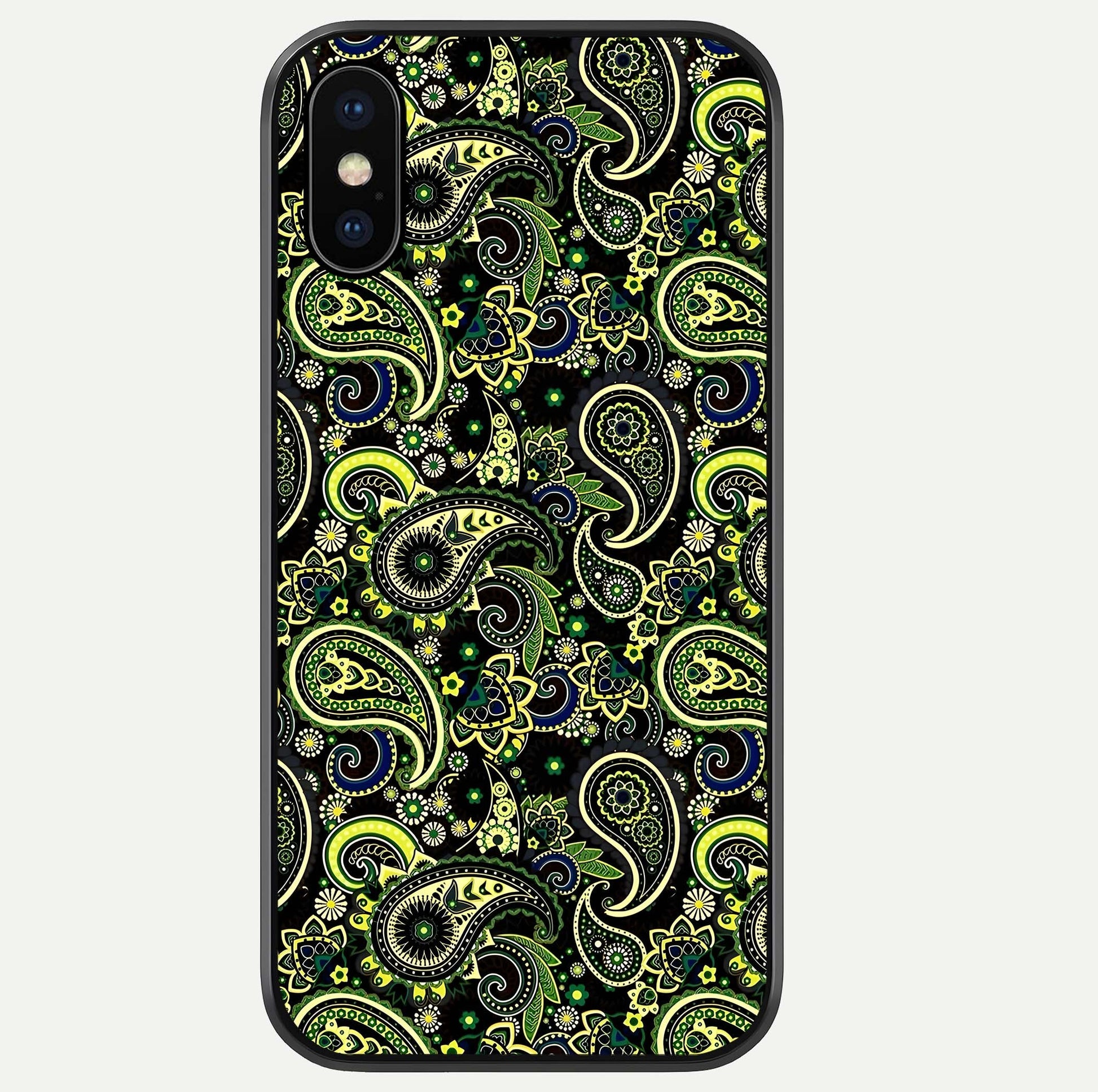 Green Mandala Pattern Glass Case For iPhone Xs by Custom World
