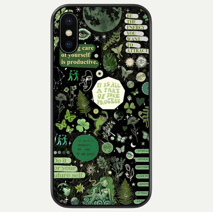 Green Moon Energy Glass Case For iPhone Xs by Custom World