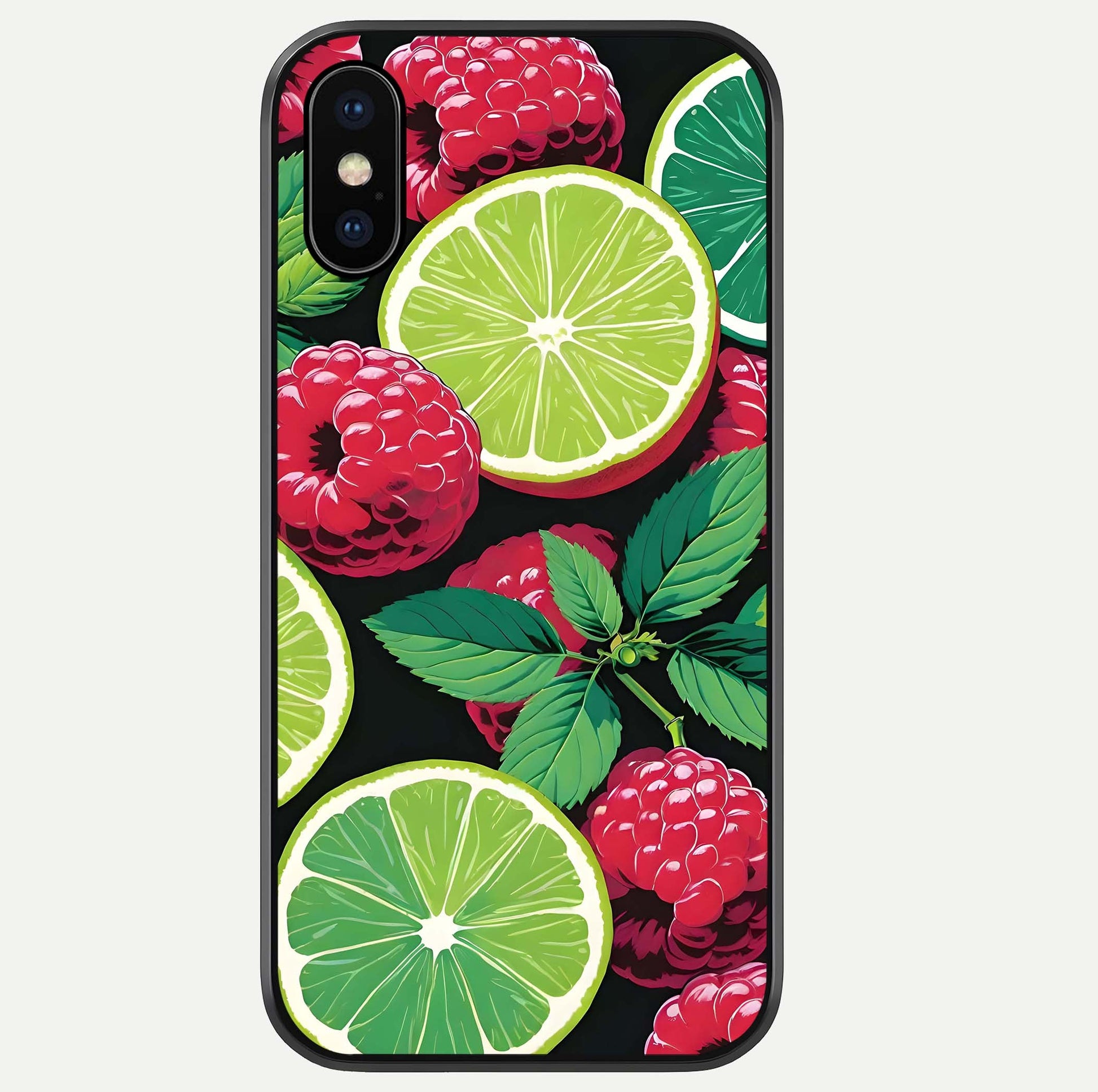 Lime & Raspberry Pattern Glass Case For iPhone Xs by Custom World