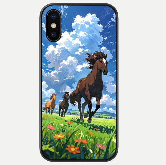 Majestic Horses Galloping Glass Case For iPhone Xs by Custom World