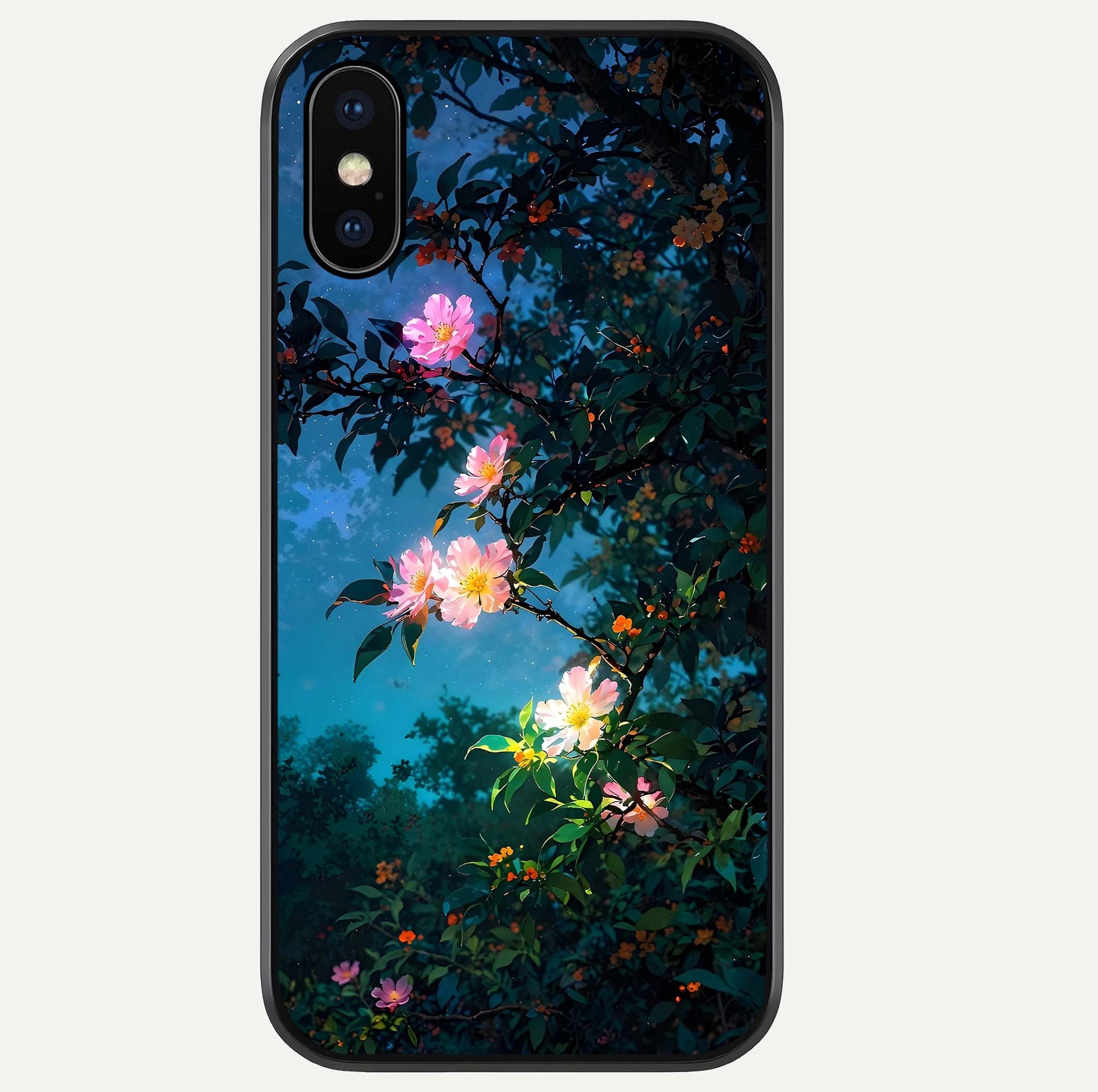 Midnight Bloom Glow Glass Case For iPhone Xs by Custom World