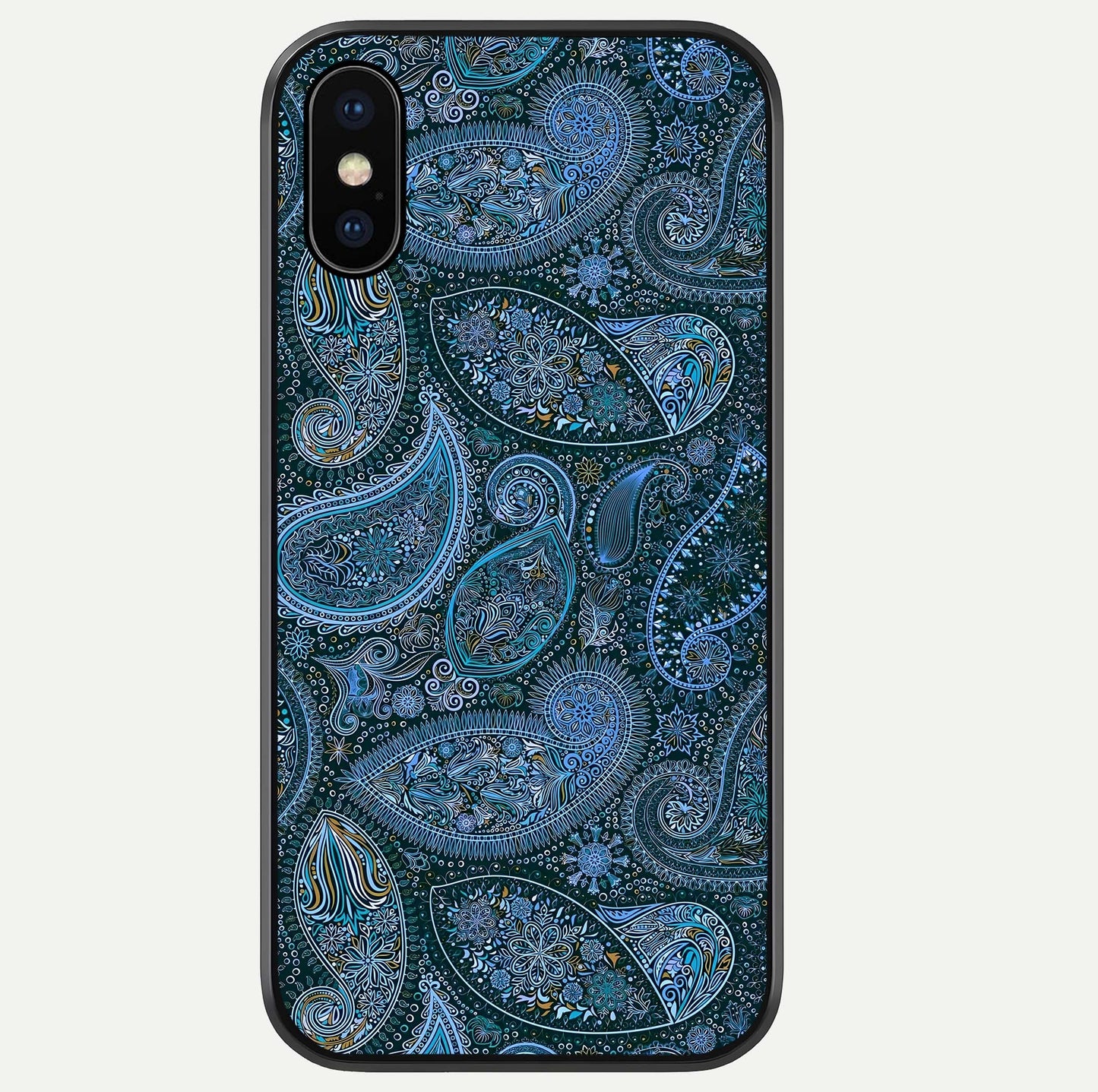 Midnight Paisley Glow Glass Case For iPhone Xs by Custom World
