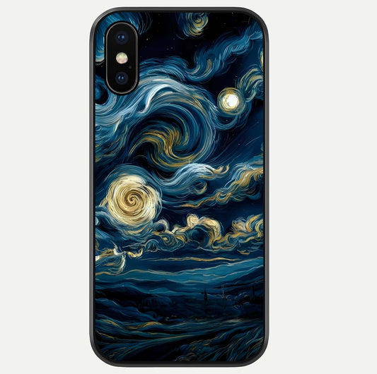 Midnight Sky Whirl Glass Case For iPhone Xs by Custom World