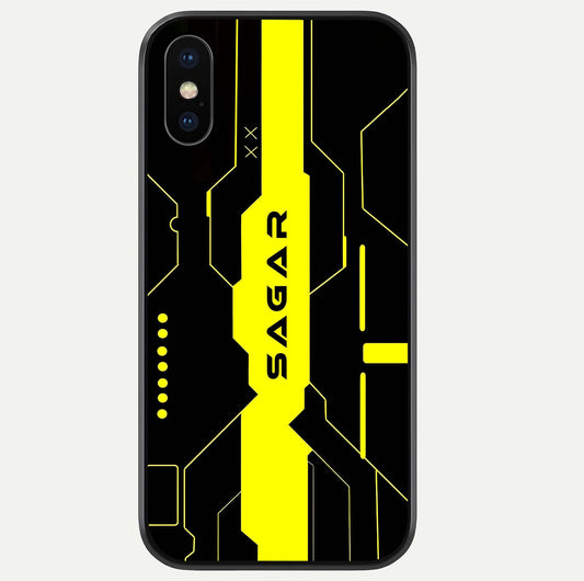 Neon CYBERPUNK Custom Name Glass Case For iPhone Xs by Custom World