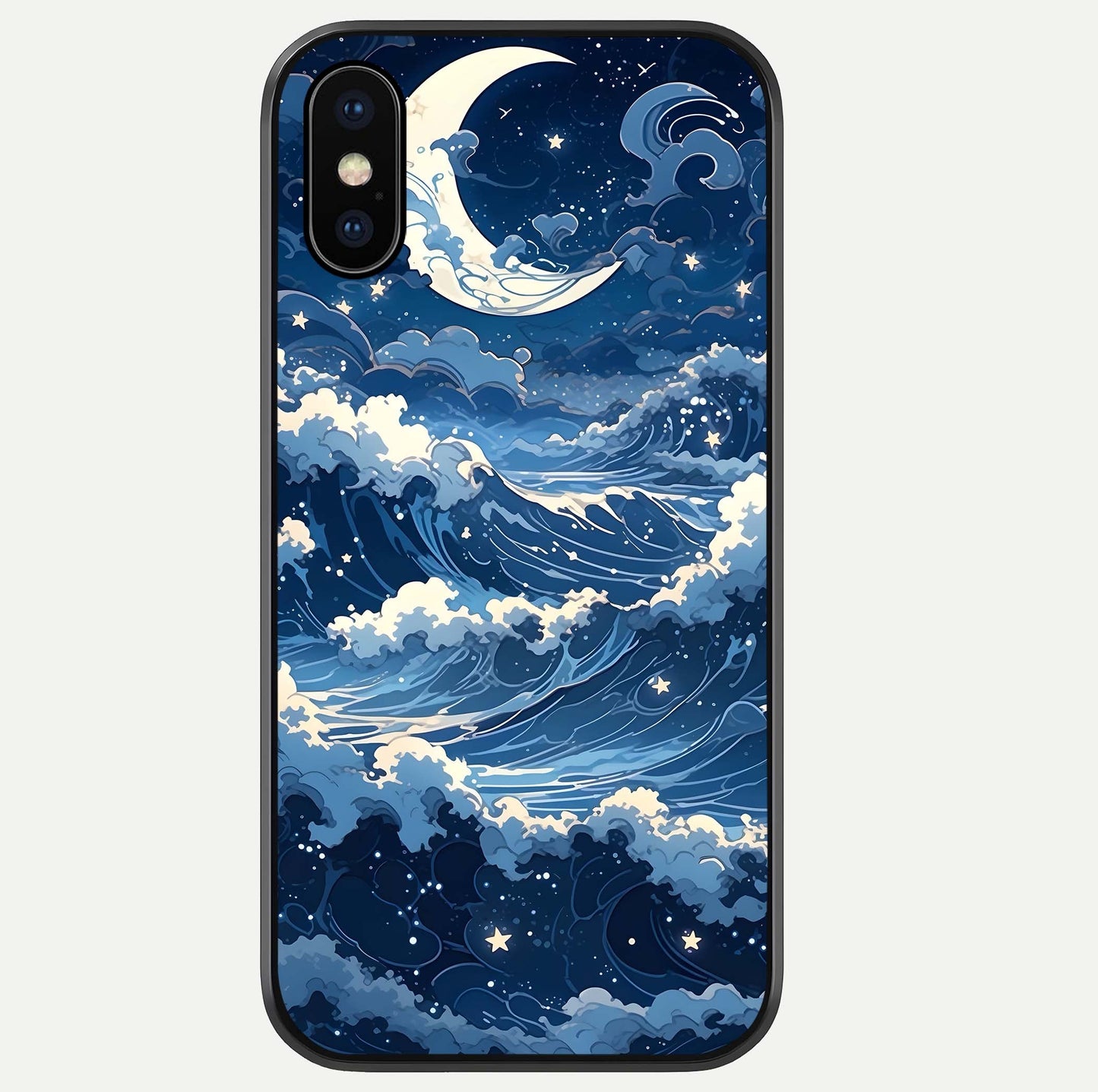 Ocean Moon Waves Glass Case For iPhone Xs by Custom World