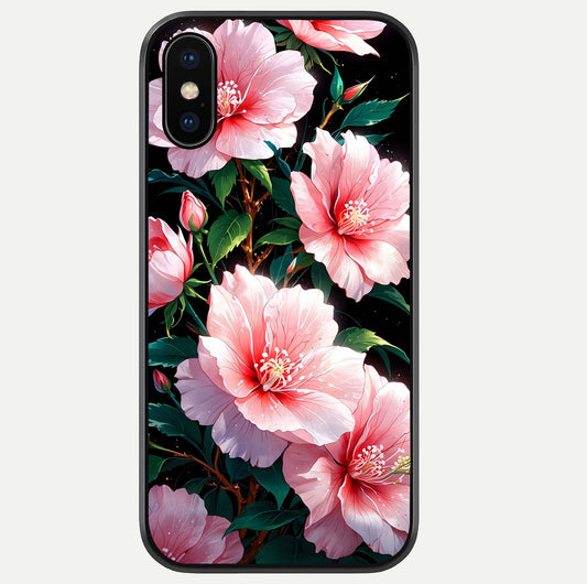 Peach Flower Glass Case For iPhone Xs by Custom World