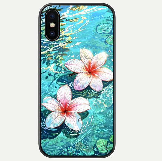 Pink Flowers in Water Glass Case For iPhone Xs by Custom World