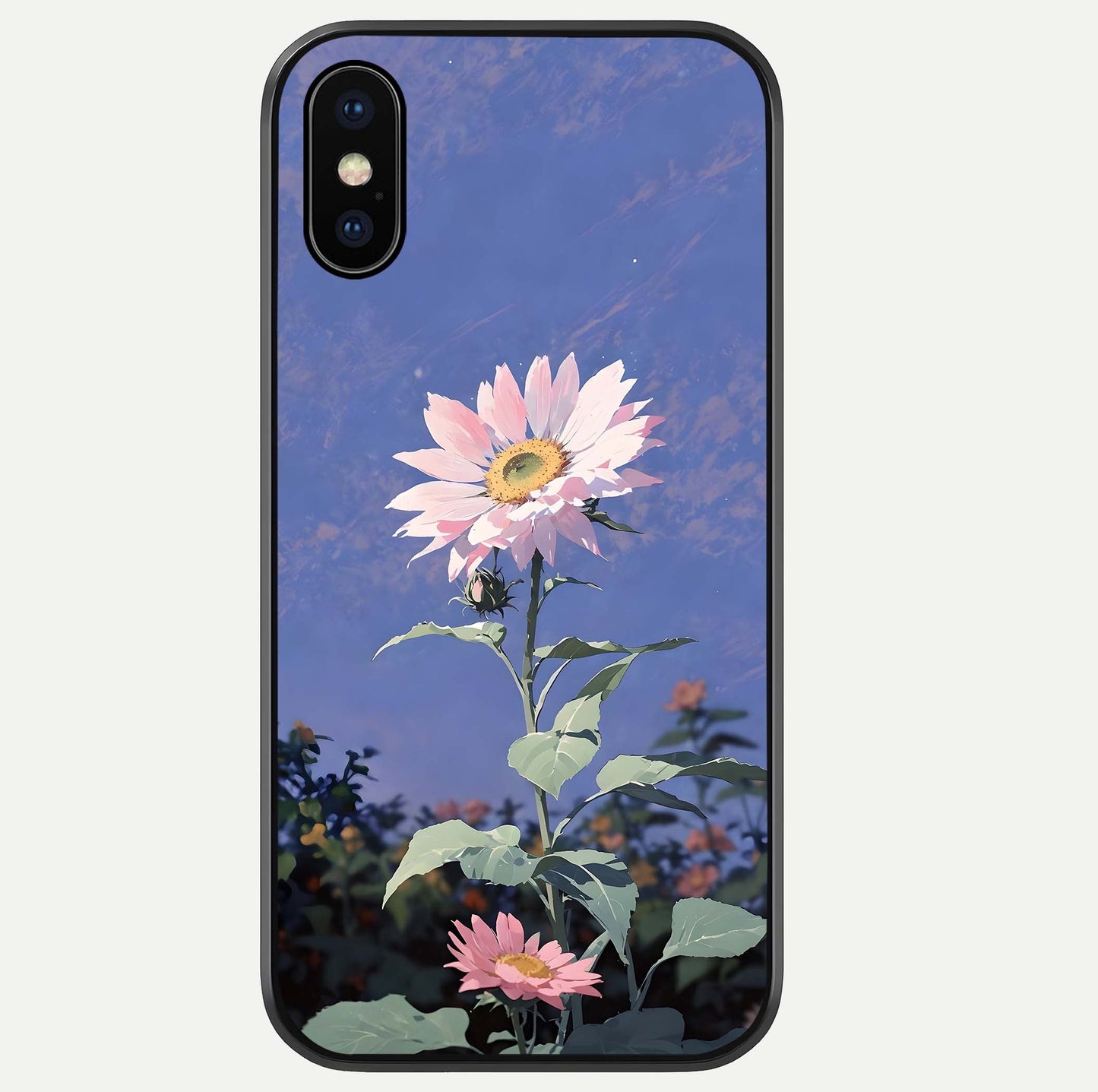 Pink Sunflower Glow Glass Case For iPhone Xs by Custom World