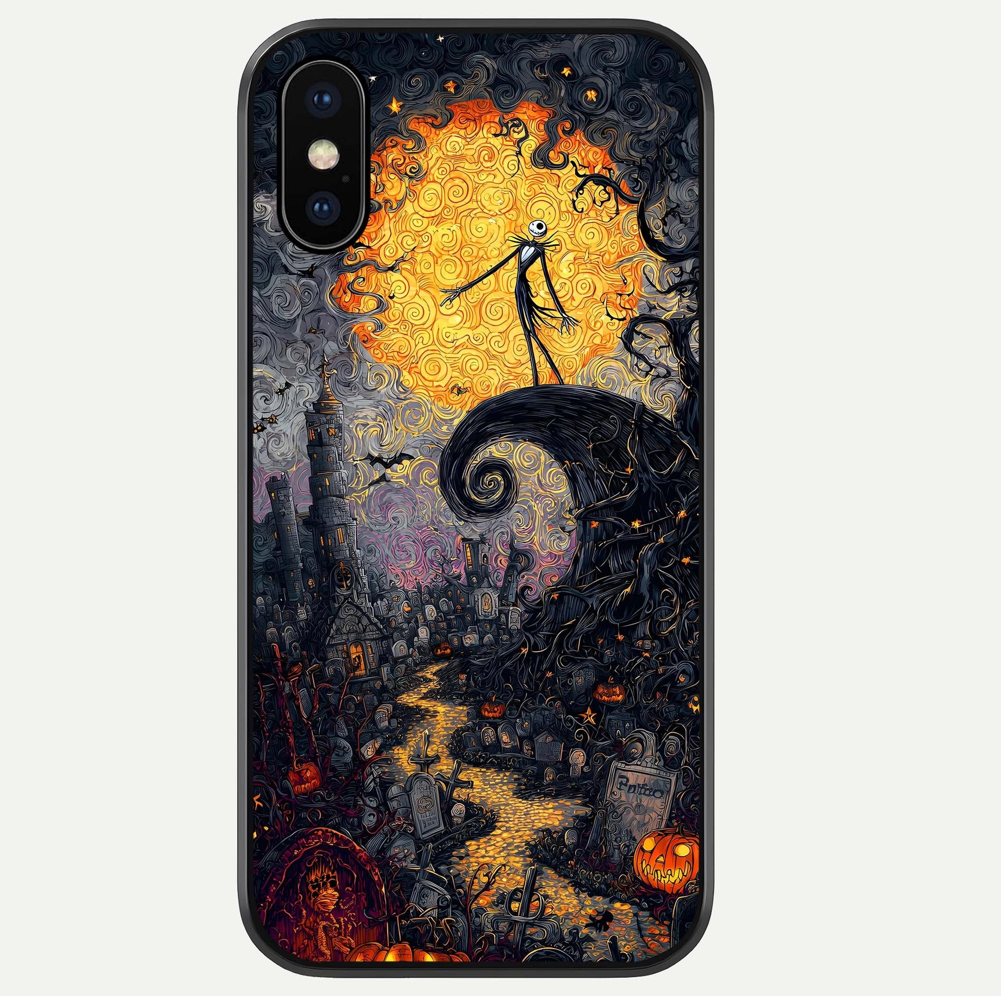 Pumpkin Moon Night Glass Case For iPhone Xs by Custom World