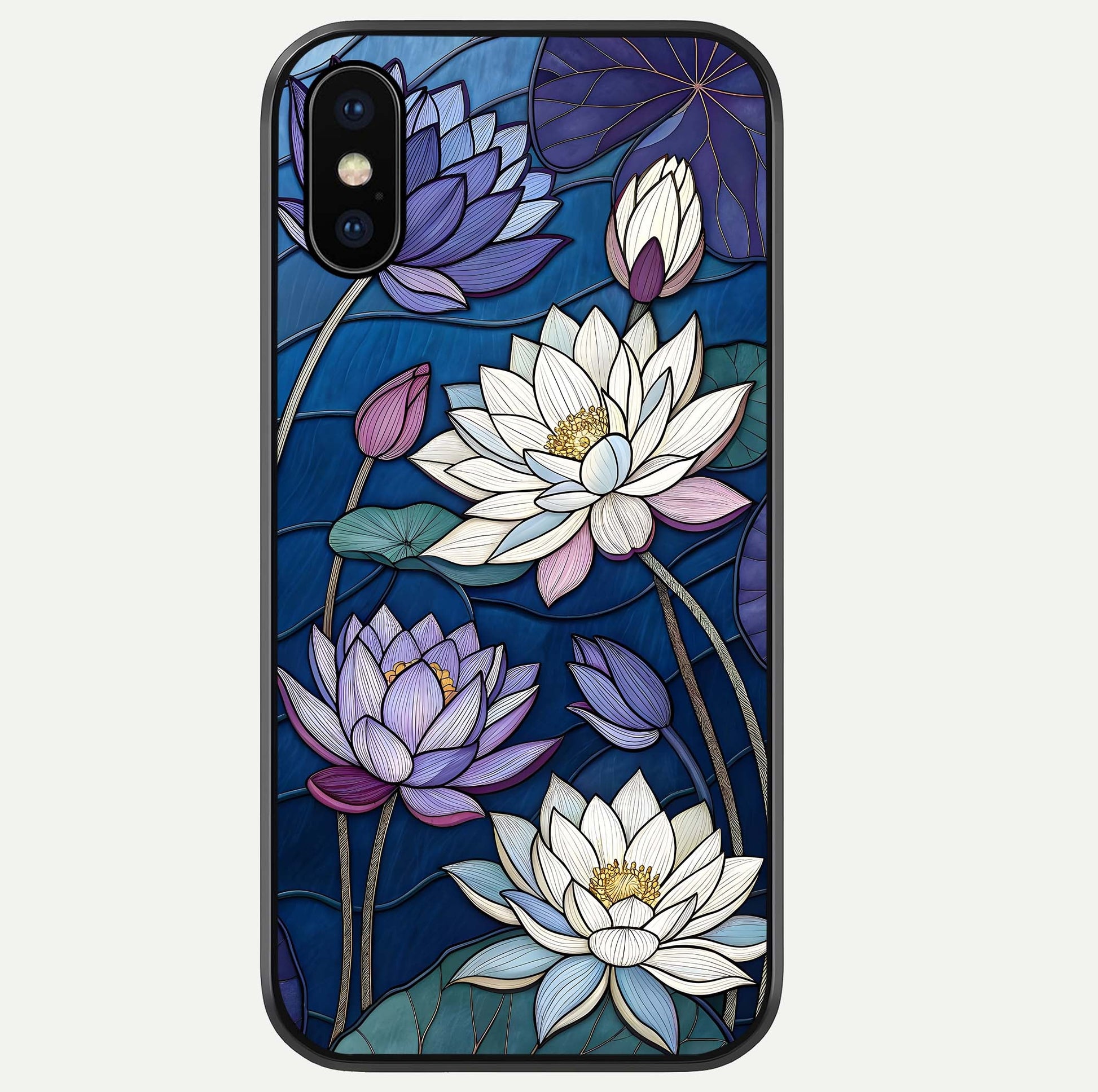 Purple Lotus Stained Glass Case For iPhone Xs by Custom World