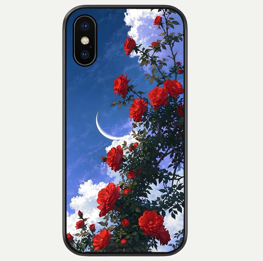 Rose Drift Flowers Glass Case For iPhone Xs by Custom World