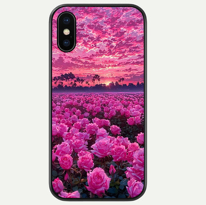 Rose Sunset Valley Glass Case For iPhone Xs by Custom World