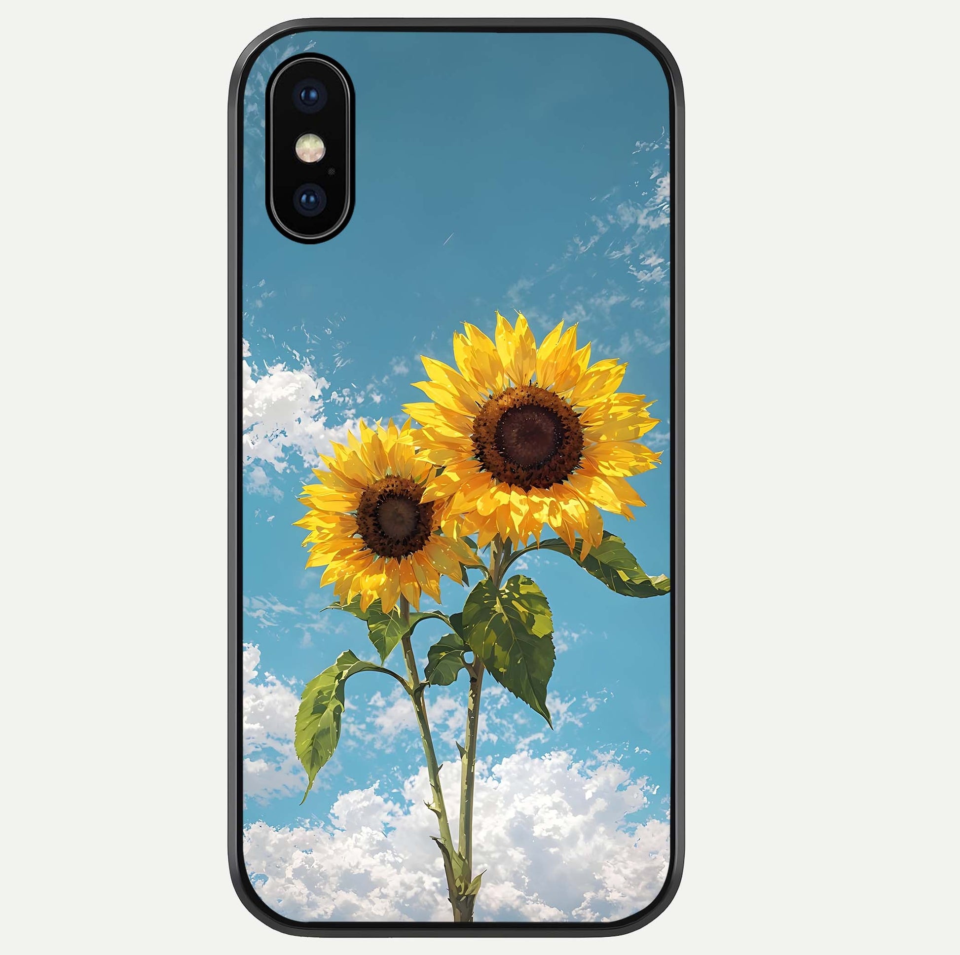 Sunflower Sky Bloom Glass Case For iPhone Xs by Custom World