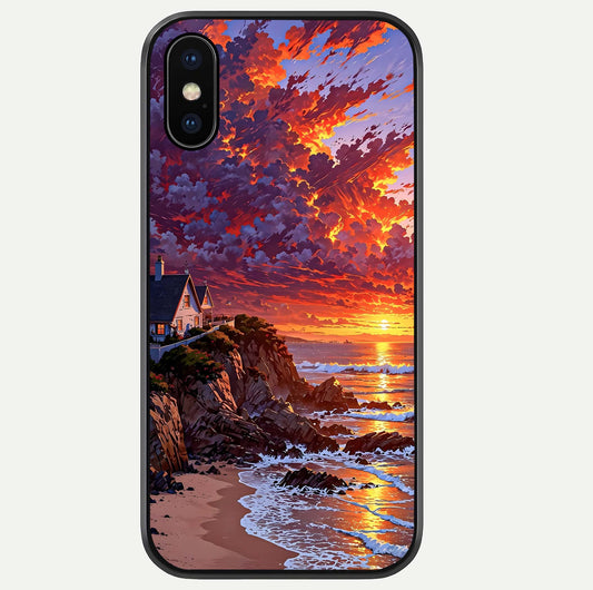 Sunset House By Sea Glass Case For iPhone Xs by Custom World