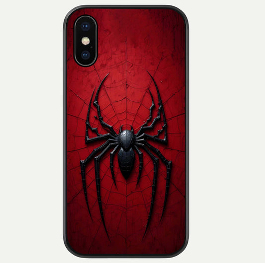 Superhero Web Emblem Glass Case For iPhone Xs by Custom World