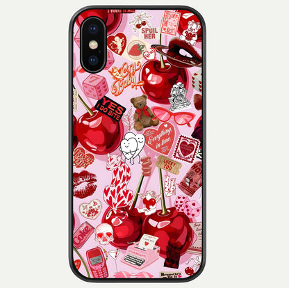 Sweet Cherry Chaos Glass Case For iPhone Xs by Custom World