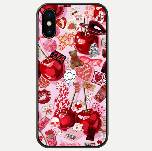 Sweet Cherry Chaos Glass Case For iPhone Xs by Custom World