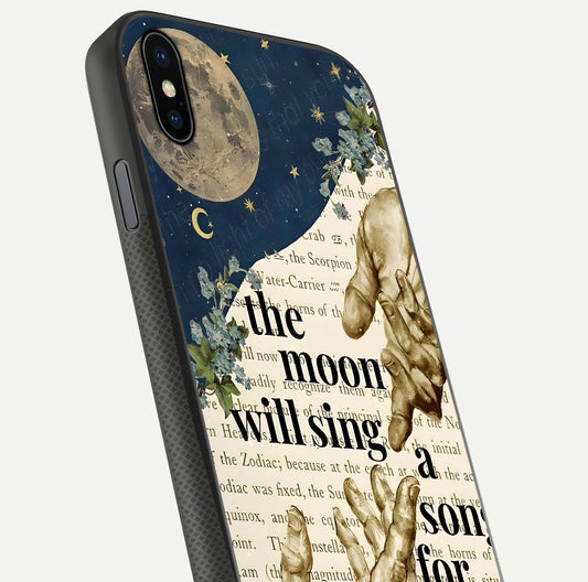 Aesthetic Divine Glass Case for iPhone Xs close-up angled shot showing detailed divine artwork and gloss reflection