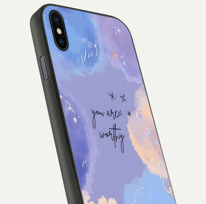 Celestial Cloud Magic Glass Case for iPhone Xs close-up highlighting smooth gradient and gloss surface