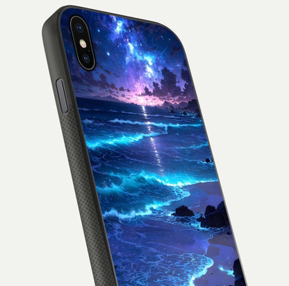 Classic Damn Look Glass Case for iPhone Xs close-up highlighting quote text and reflection shine