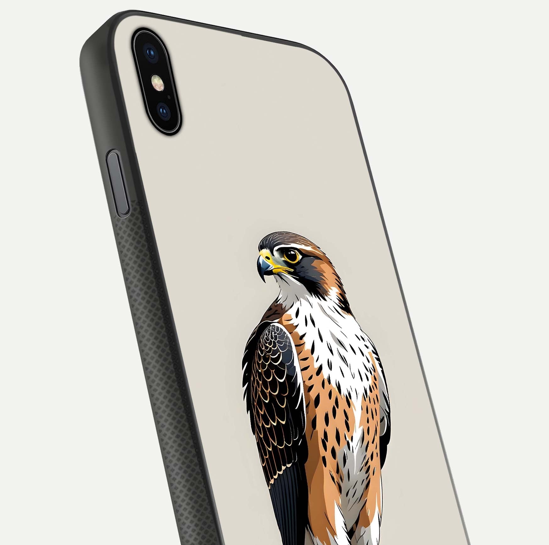 Clever Eagle Glass Case for iPhone Xs close-up highlighting eagle detail and HD reflection